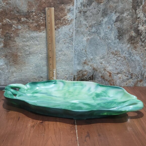 Vintage Serving Tray Platter A Lucky Wish Green Plastic Swirl - Picture 8 of 13